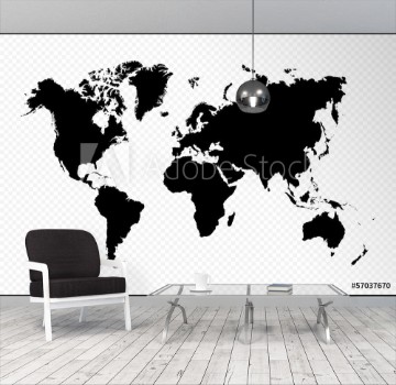 Picture of Black silhouette isolated World map EPS10 vector file